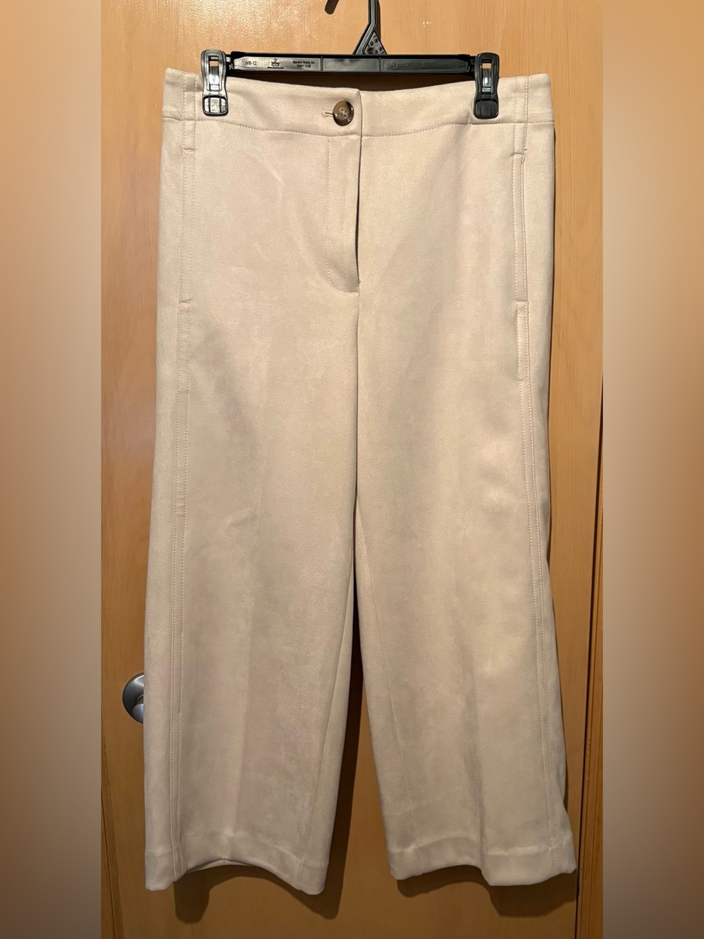 Ann Taylor Faux Suede Wide Leg Pants Beige 25” Inseam Size 8 EUC